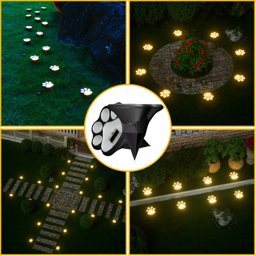 Solar Paw Print Path Lights (Warm Light)